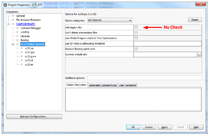 Figure 8.2. Disable “Use Legacy libc” to use plib.h.