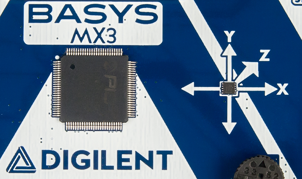 Figure 7.1. Picture of the MMA8652FC Accelerometer mounted on the Basys MX3 processor board.