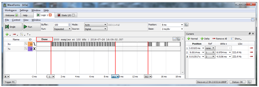 Figure 7.5. Details of the message leader and first three data bits.