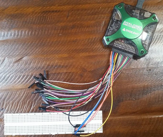 Setting up the circuit, top view.