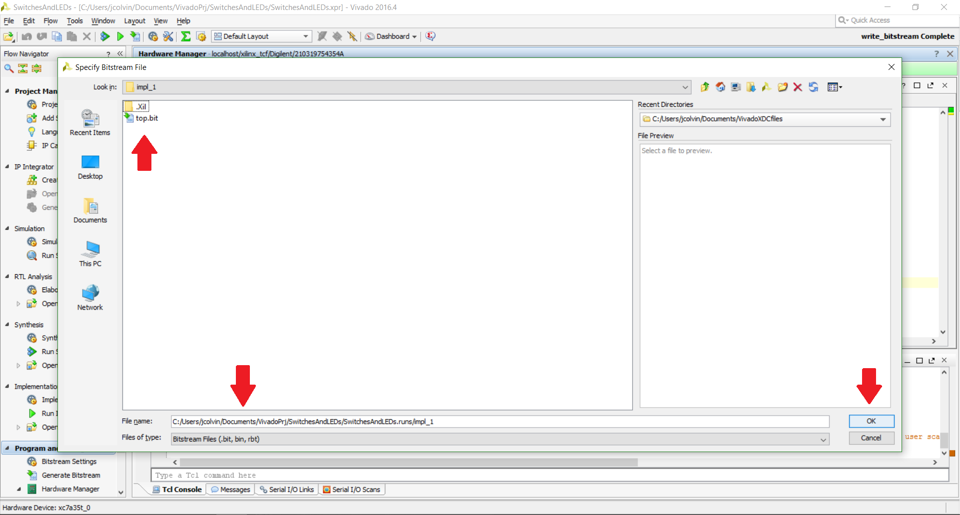 Where is the Vivado bitstream file (click to enlarge)