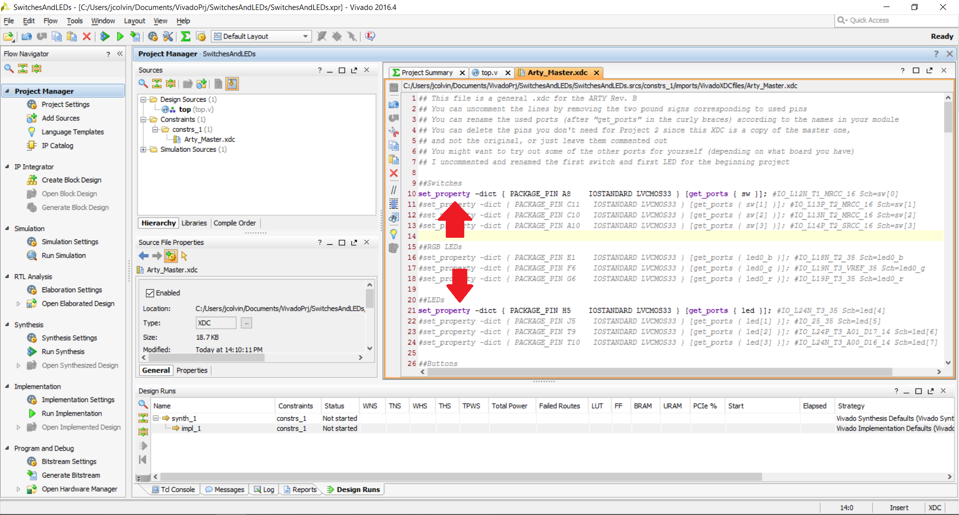 We have edited the XDC (click to enlarge)