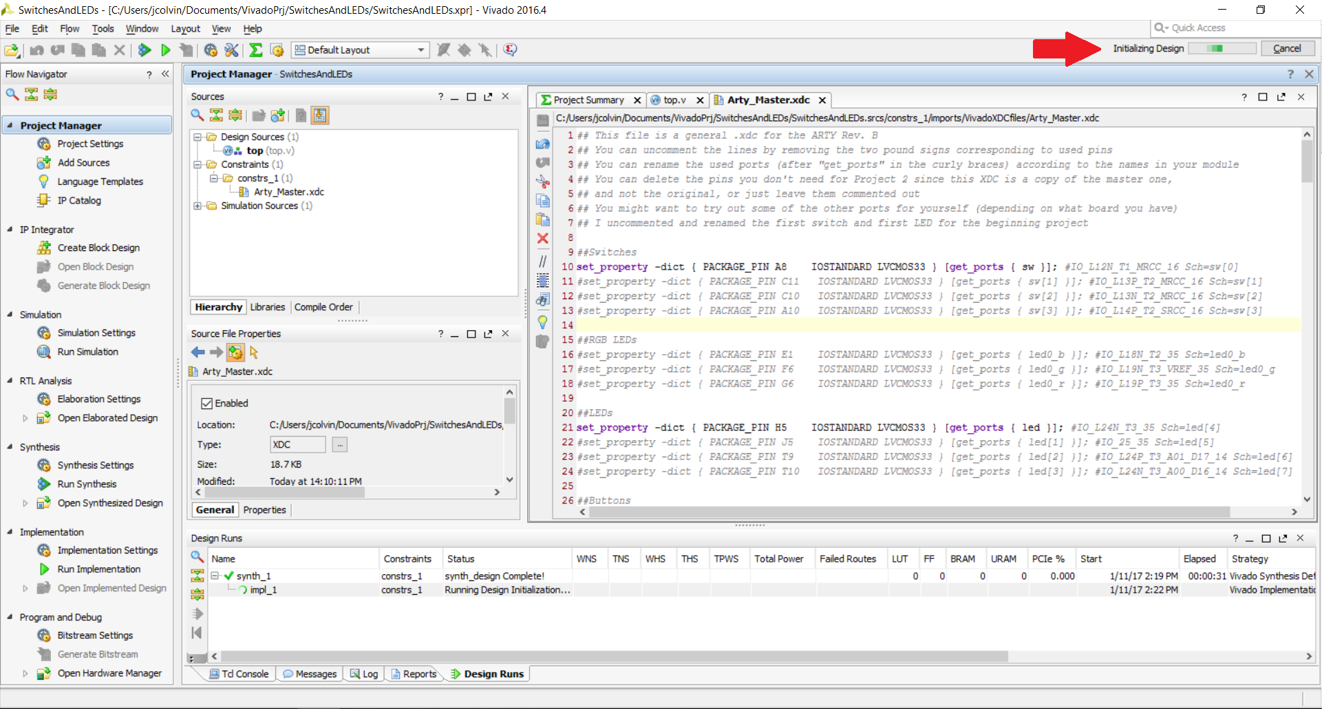 Wait for the implementation to finish running (click to enlarge)
