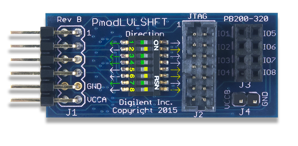 Pmod LVLSHFT Voltage Translation directions (click to enlarge)