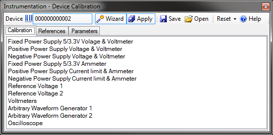 Figure 8. Device calibration window. Figure 8. Device calibration window.
