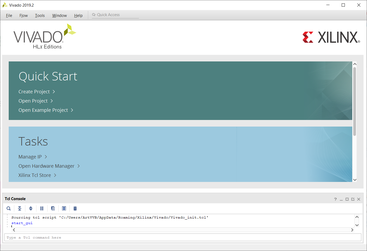 The Vivado Start Page